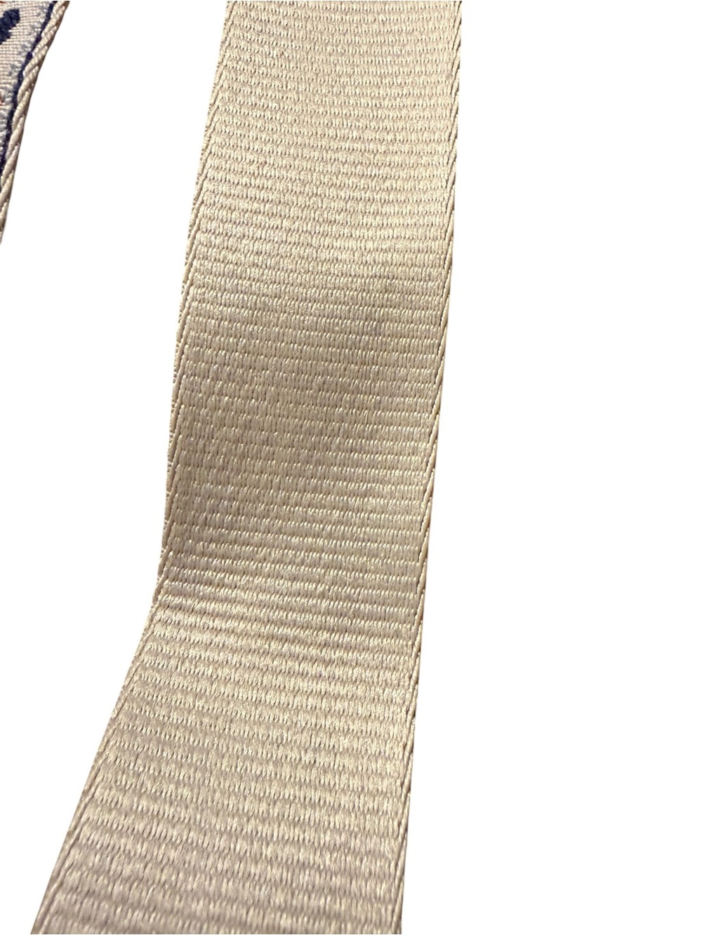 Guitar-style Crossbody Purse Strap Beige Navy Jacquard - Picture 3 of 3